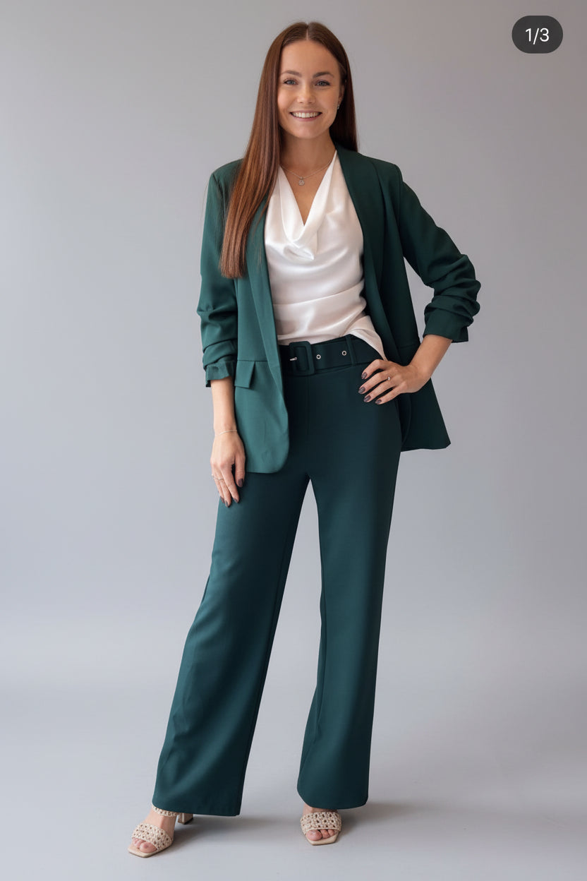 Marc Angelo High Waist Stretch Wide Leg trouser with Belt.  All Colours