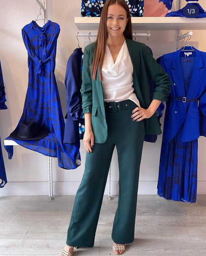 Marc Angelo High Waist Stretch Wide Leg trouser with Belt.  All Colours