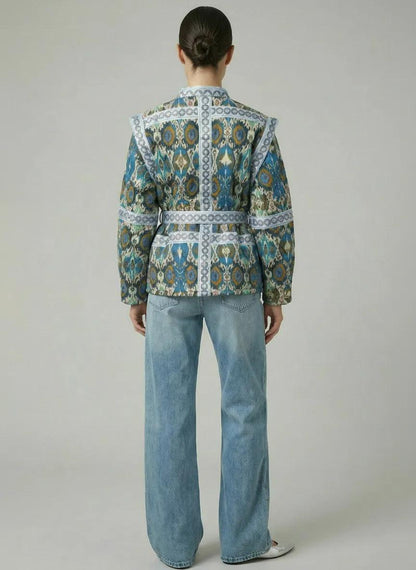 The Victoria Quilted Print Jacket in Blue