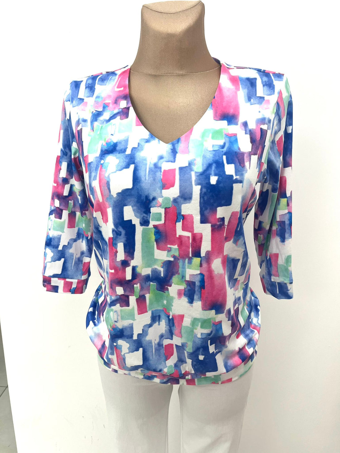 Yew v neck top with wide soft waistband Yew25 42