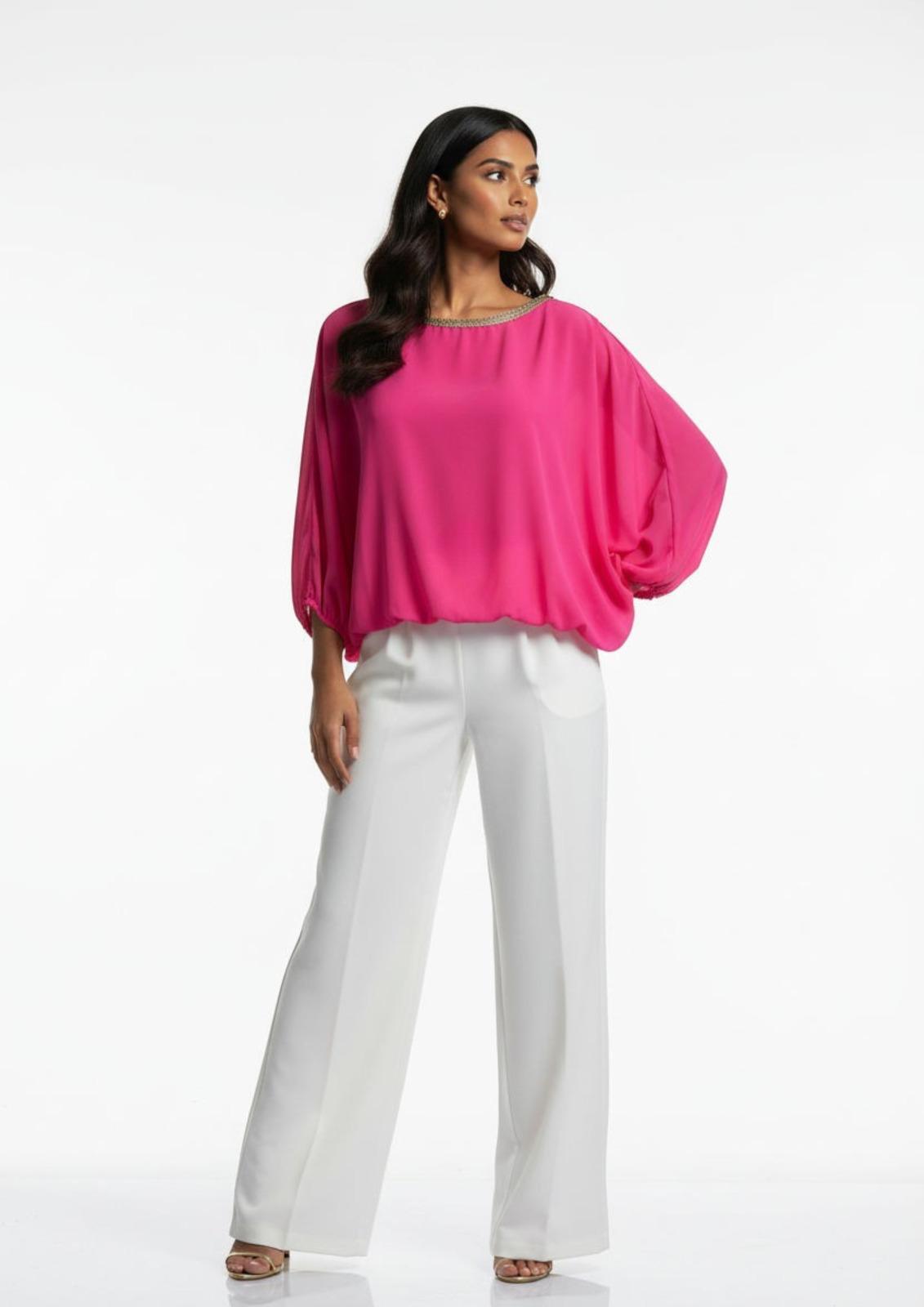 Marc Angelo Gold Trim Batwing blouse  8997
