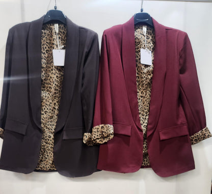 New Collection Long Blazer with animal print lining