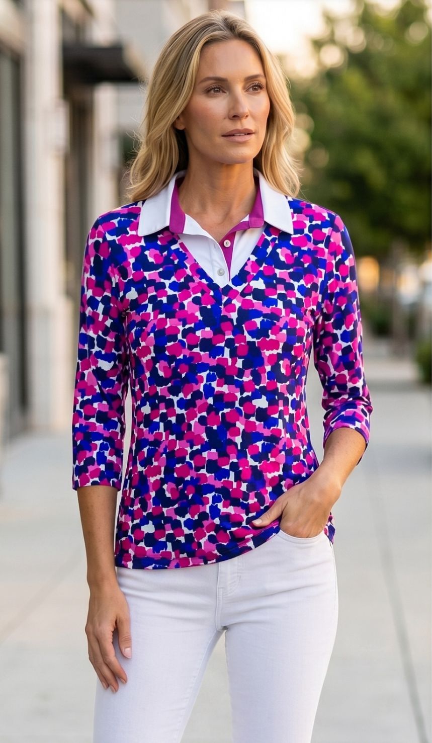 Yew Blue/Pin mix top with collar insert Yew26 19