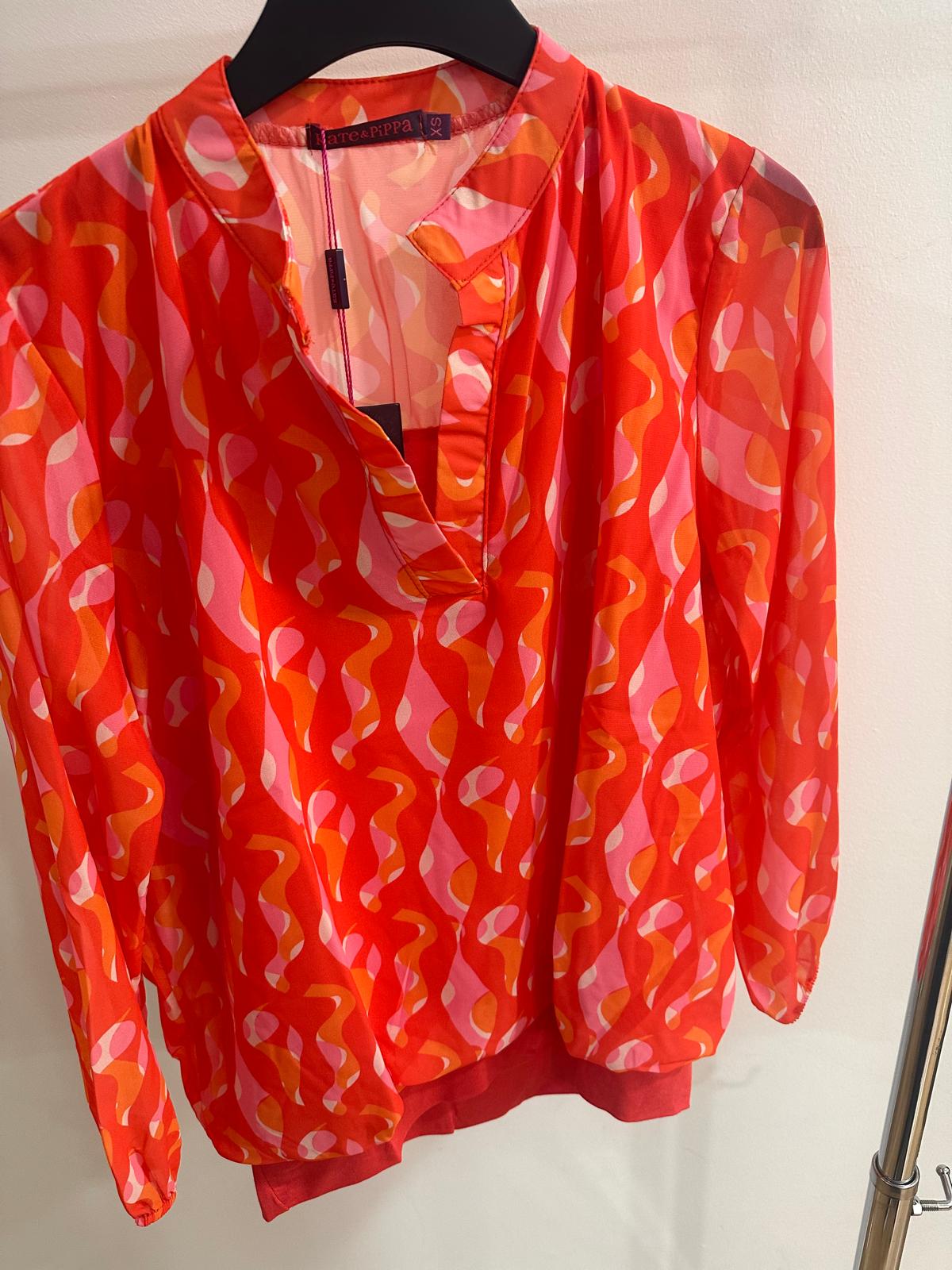 Kate And Pippa Bella Band Top in Orange Print