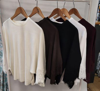 D Biggins Lace Sleeve Knit 5174
