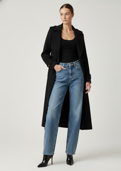 Marc Angelo 🌹 The Signature Wool Blend Trench Coat  Black