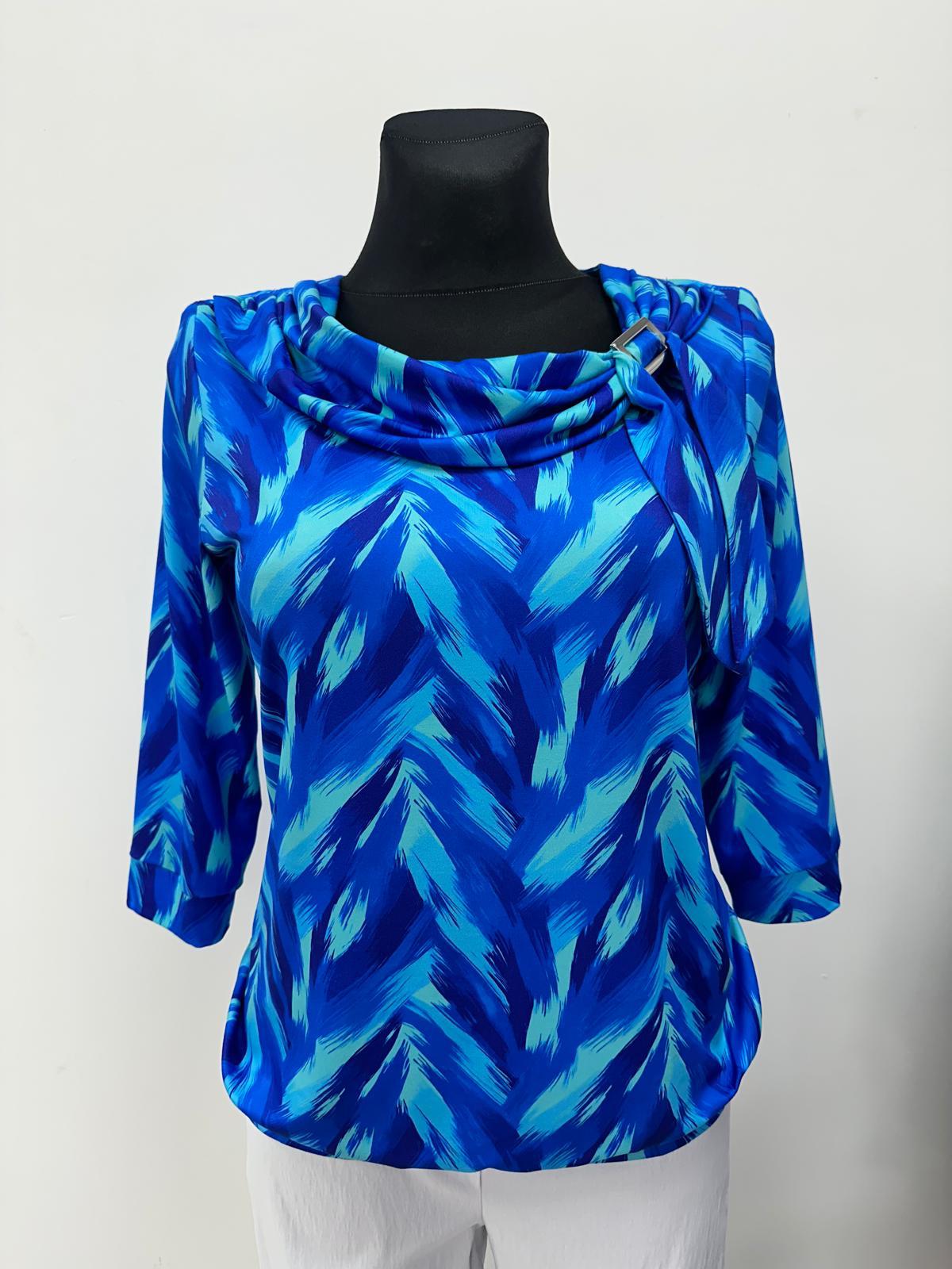 Yew Cowl neck top in Royal Blue print  Yew26 9
