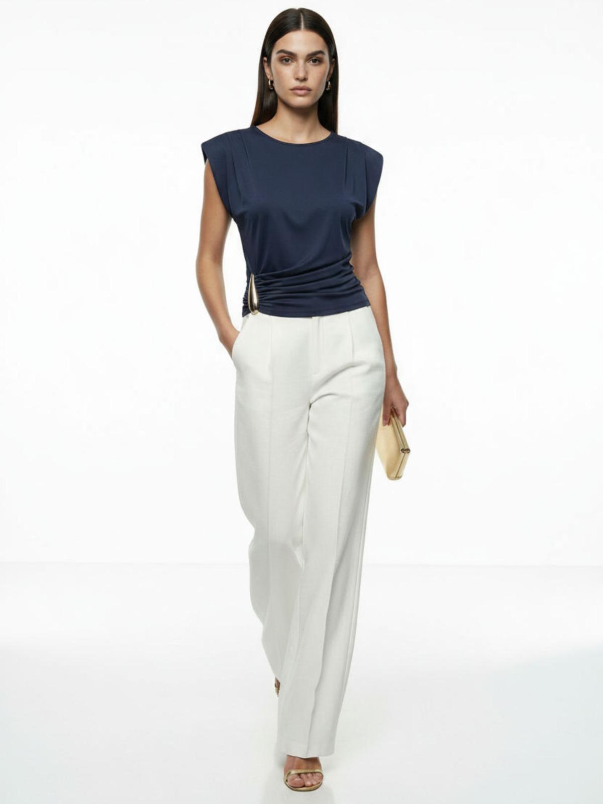 Marc Angelo Sleeveless top with ruched Side Buckle DetailA5367