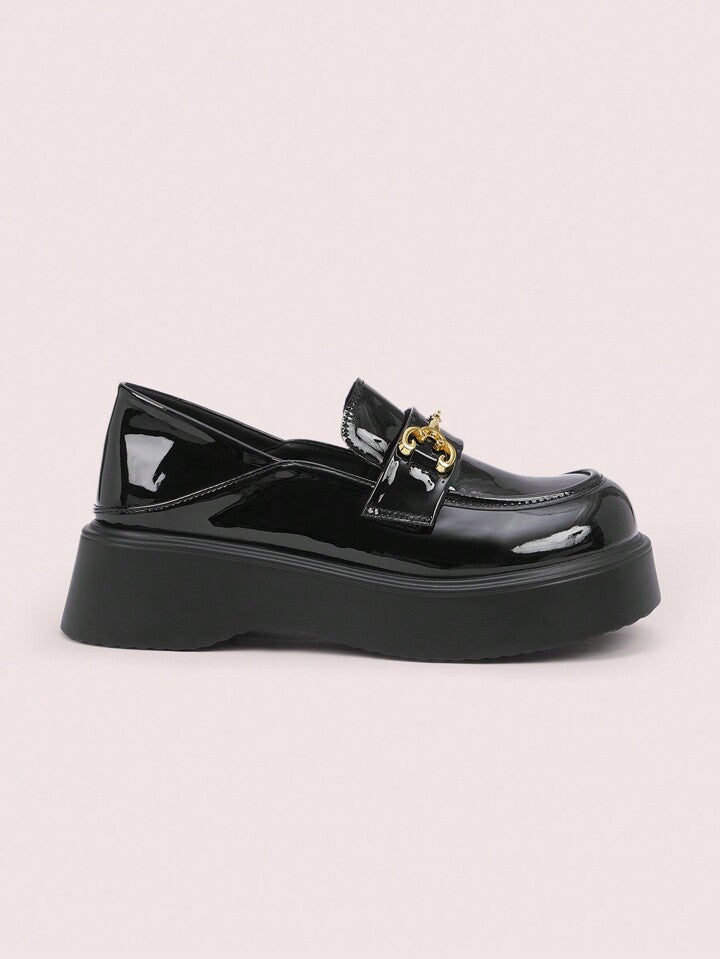 Marco Chunky Wedge Loafer Black Patent 68317