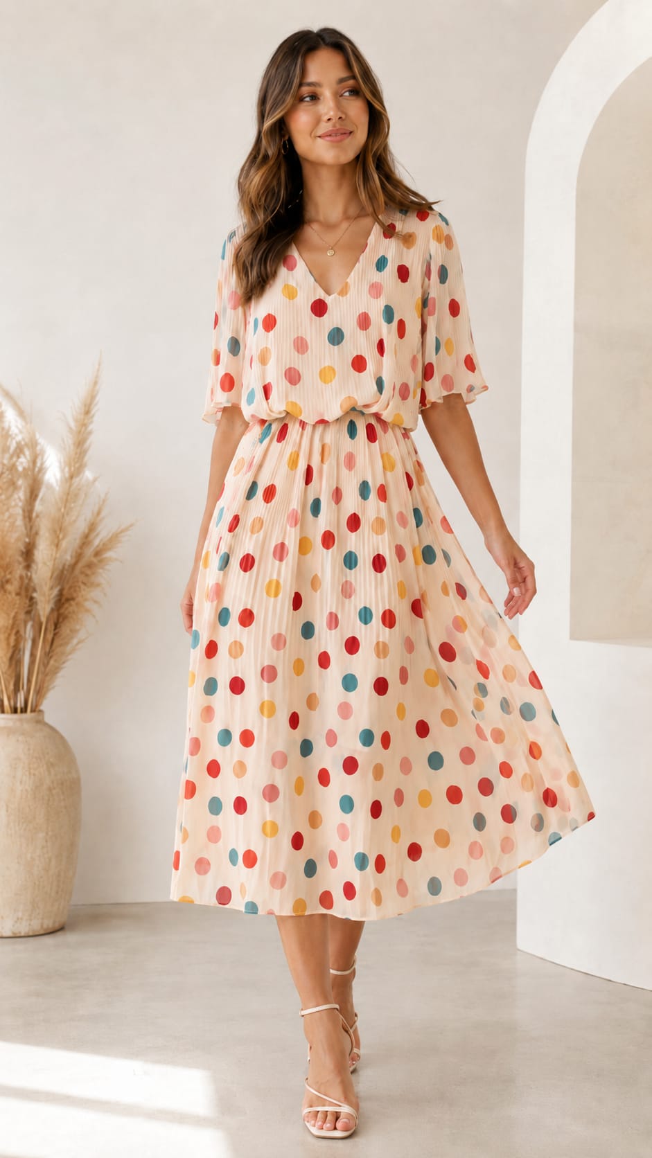 White Polka dot dress in Reg and Plus Sizes