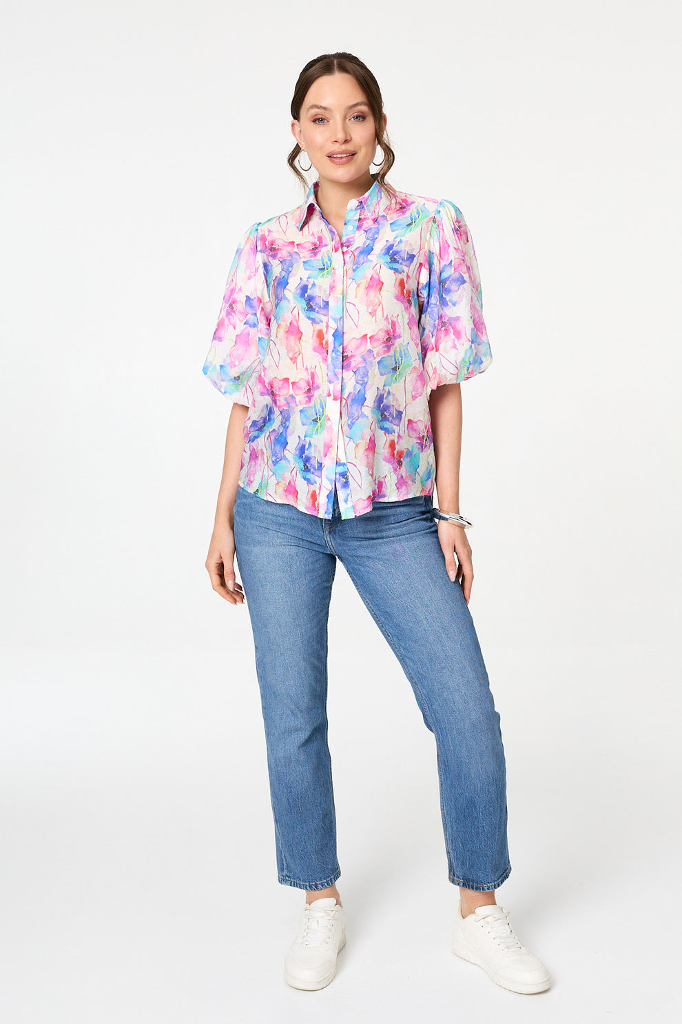 Stella Morgan Floral Print Puff Sleeve blouse T182292