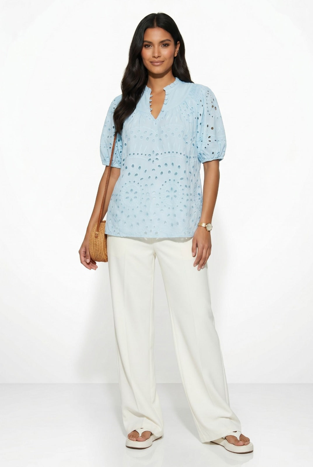 Marc Angelo cotton cut out top in Baby Blue