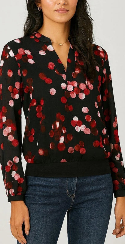 Luna band top in Black and Red Polka dot print