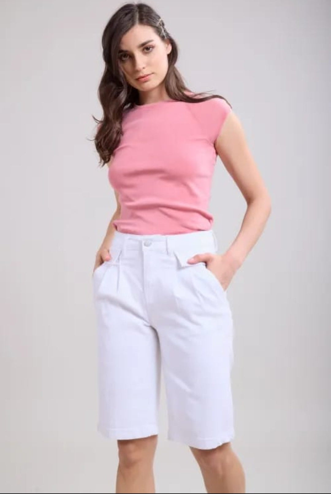 Toxic White Soft denim Bermuda Short  L20064