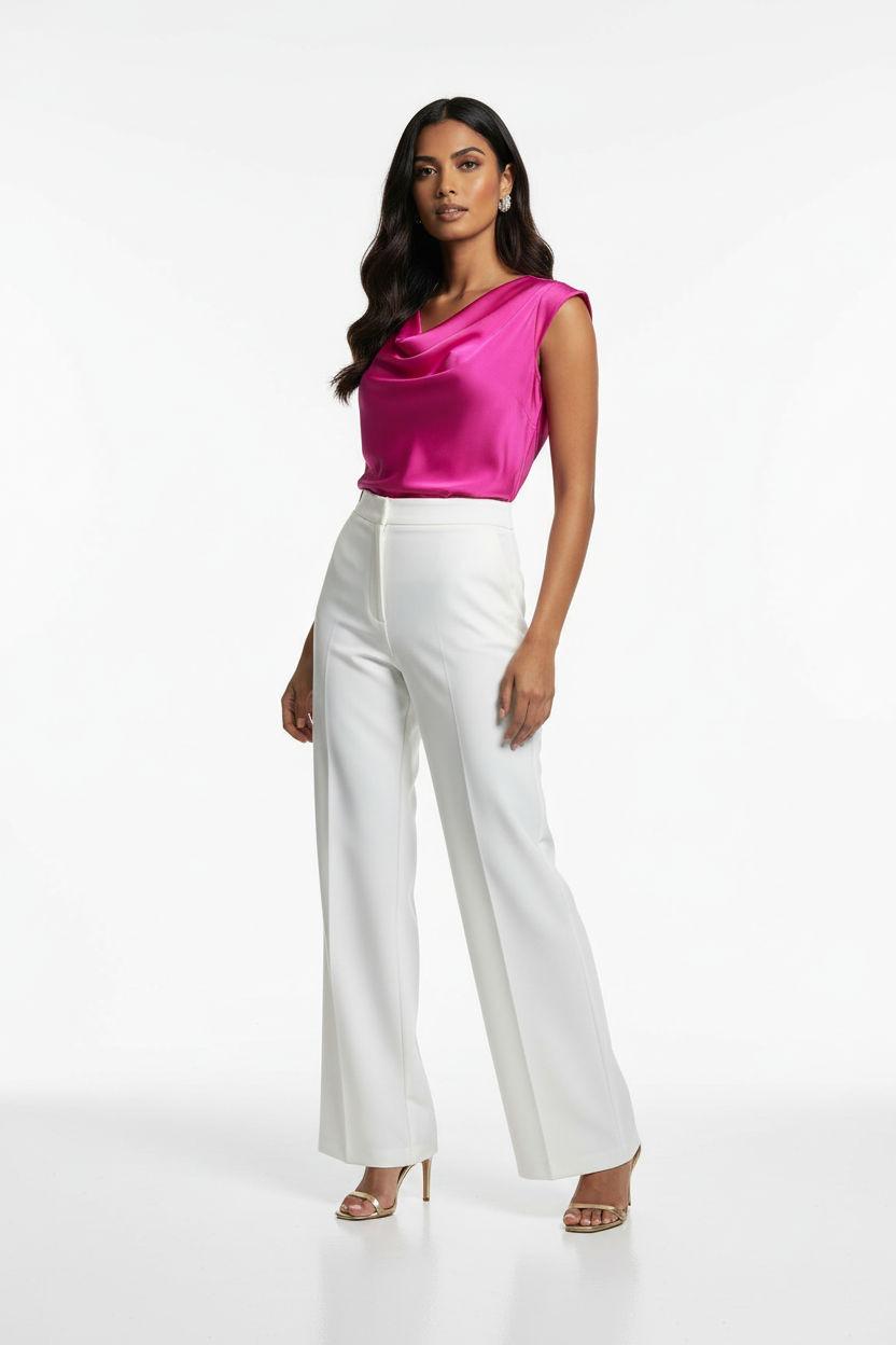 Marc Angelo Mia Satin Cowl neck top in Cerise Pink 1132/7214