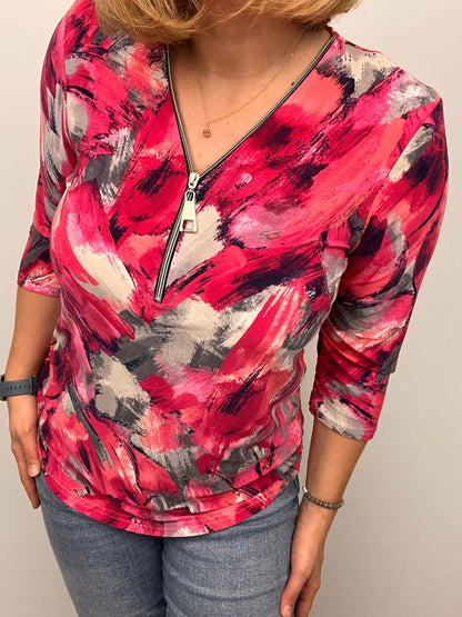 Ilona Zip top in Raspberry Print Zip25 11
