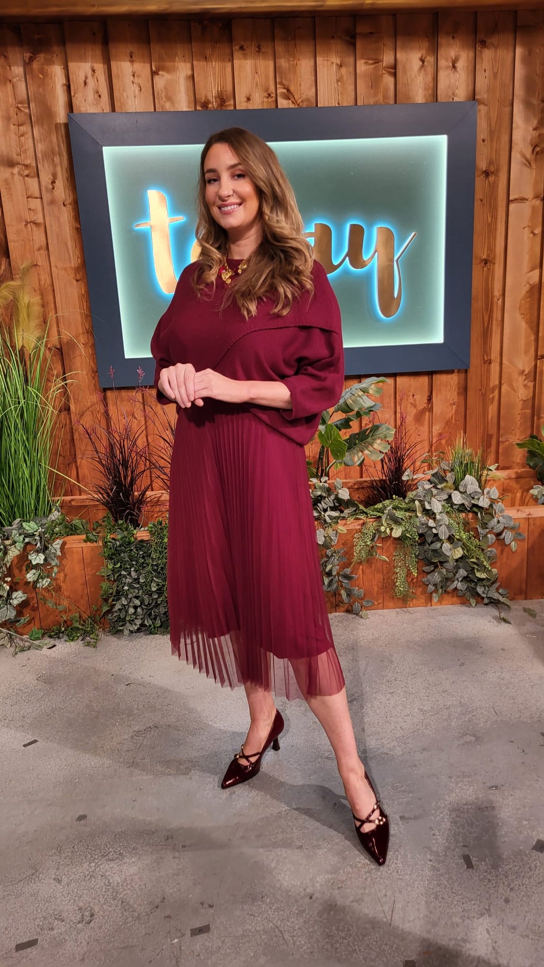 Tulle Dress with Knit in Rich Burgundy or Black or Forest Green