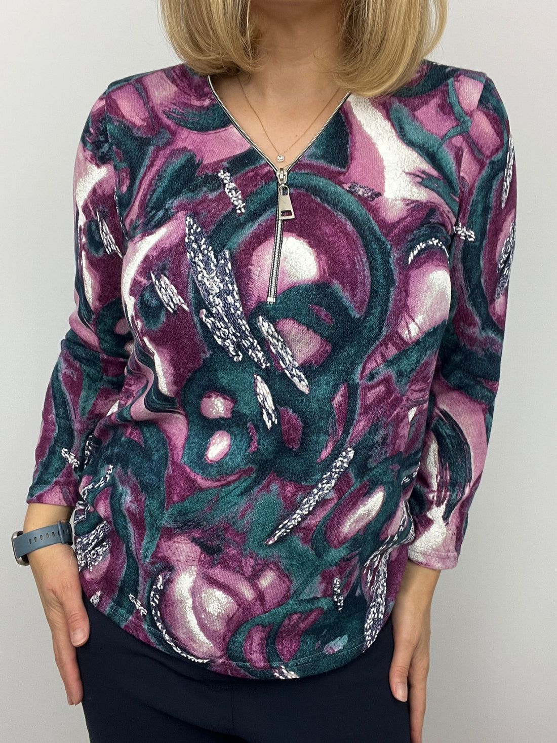 Ilona Winter Weight Zip Top in Magenta Mix  Ww25 6