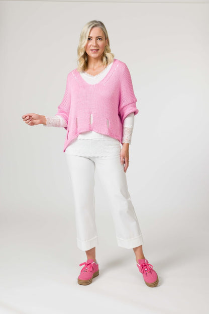 Zola stretch wide leg trouser in Cream or Beige