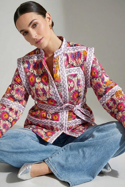 The Victoria quilted print Jacket in Pink  Ma45504