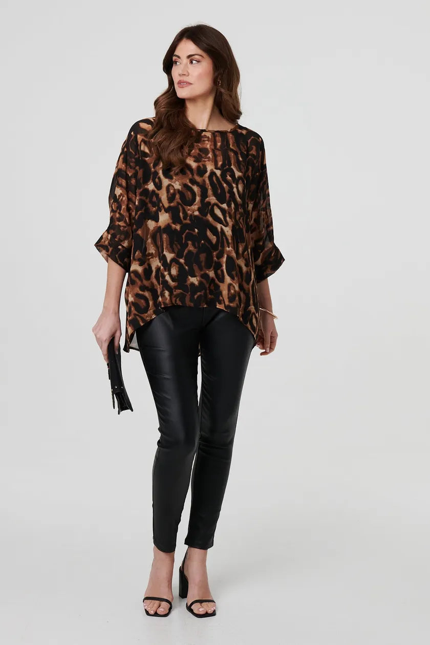 Animal Print Chiffon Tunic