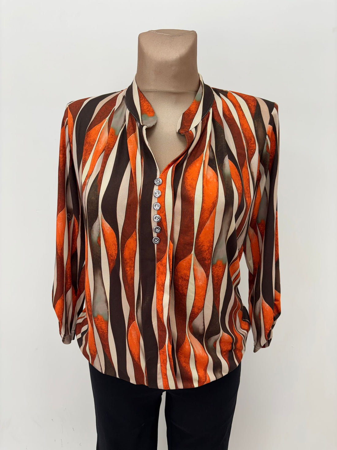 Yew top with split v neckline and Elastic waistband orange  Yew25 60