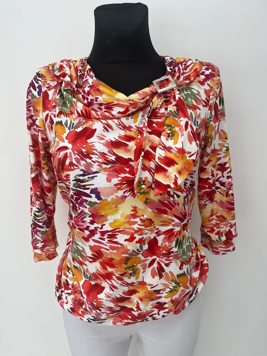Yew Top in Autumn shades with Drape neckline and wide waistband Yew25 46