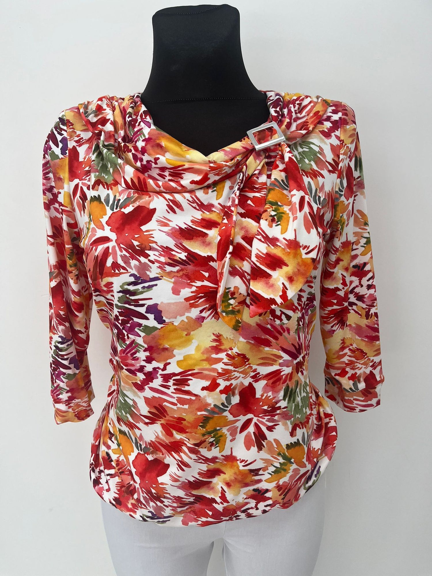 Yew Top in Autumn shades with Drape neckline and wide waistband Yew25 46
