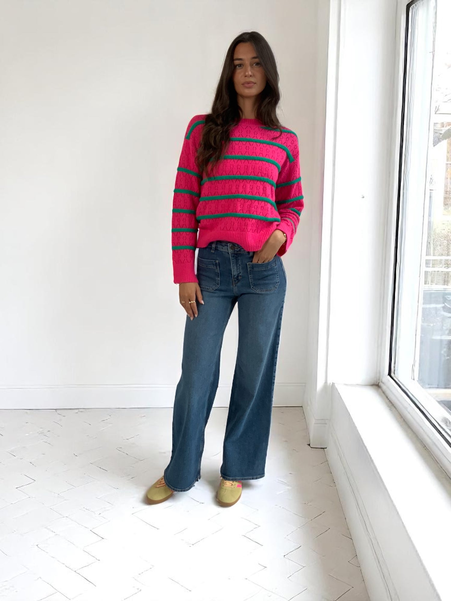 This Girls Curosity Phobe knit in Pink  or green