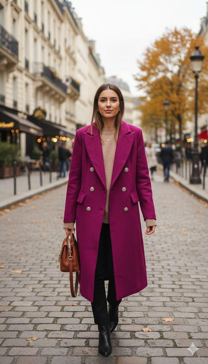 Marc Angelo Tailored Coat in Magenta