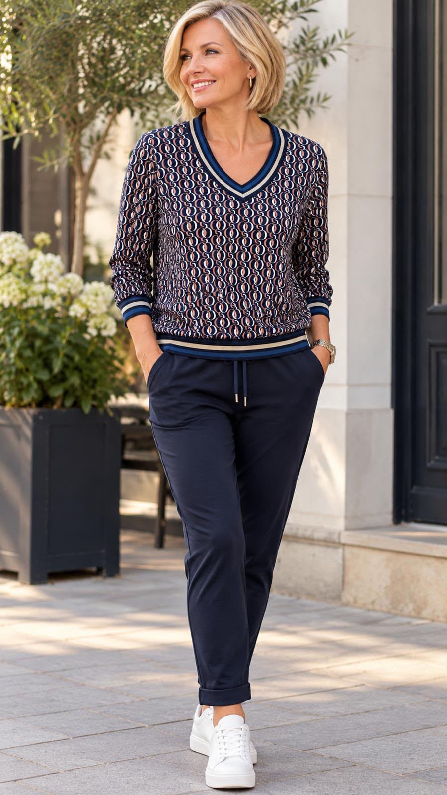 Yew top with Sporty Ribbed V neckline and Waistband Yew26 65