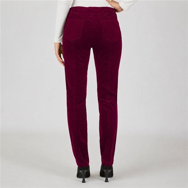 Robell Bella Needlecord Trousers in Taupe or Burgundy 52457 54363