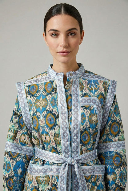 The Victoria Quilted Print Jacket in Blue