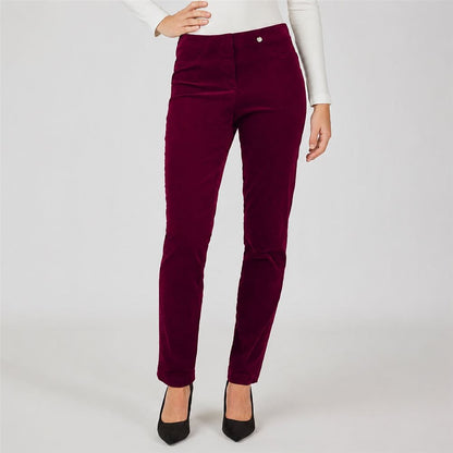 Robell Bella Needlecord Trousers in Taupe or Burgundy 52457 54363