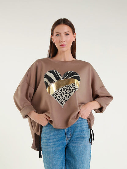 Lisa Sweatshirt with Foil heart. All Colours