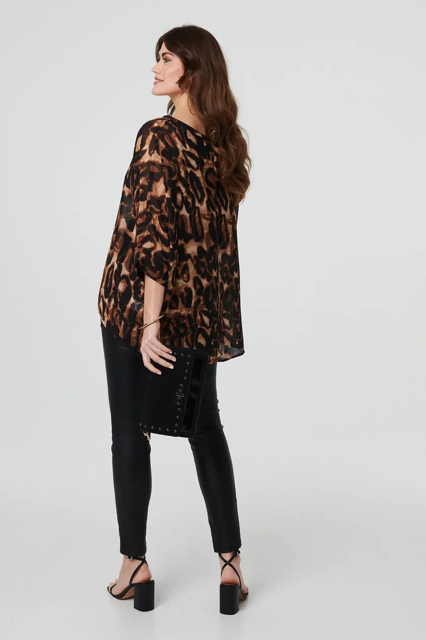 Animal Print Chiffon Tunic