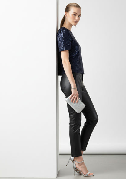Marc Angelo Sadie Sequin top in Navy