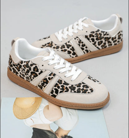 Cream Leopard Print Trainer