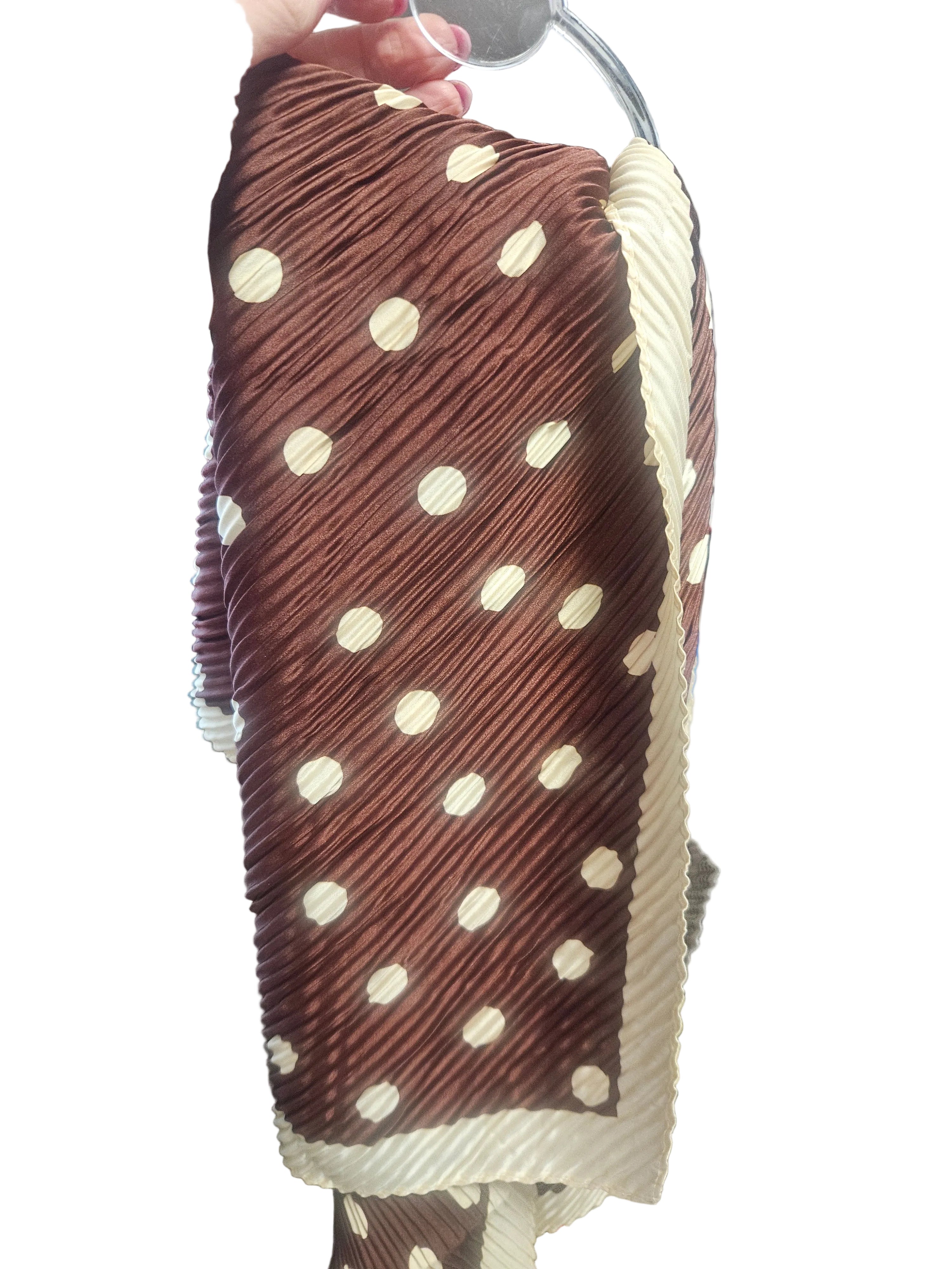 Fransa Pleated neck scarf with cream polka dot print 20618167