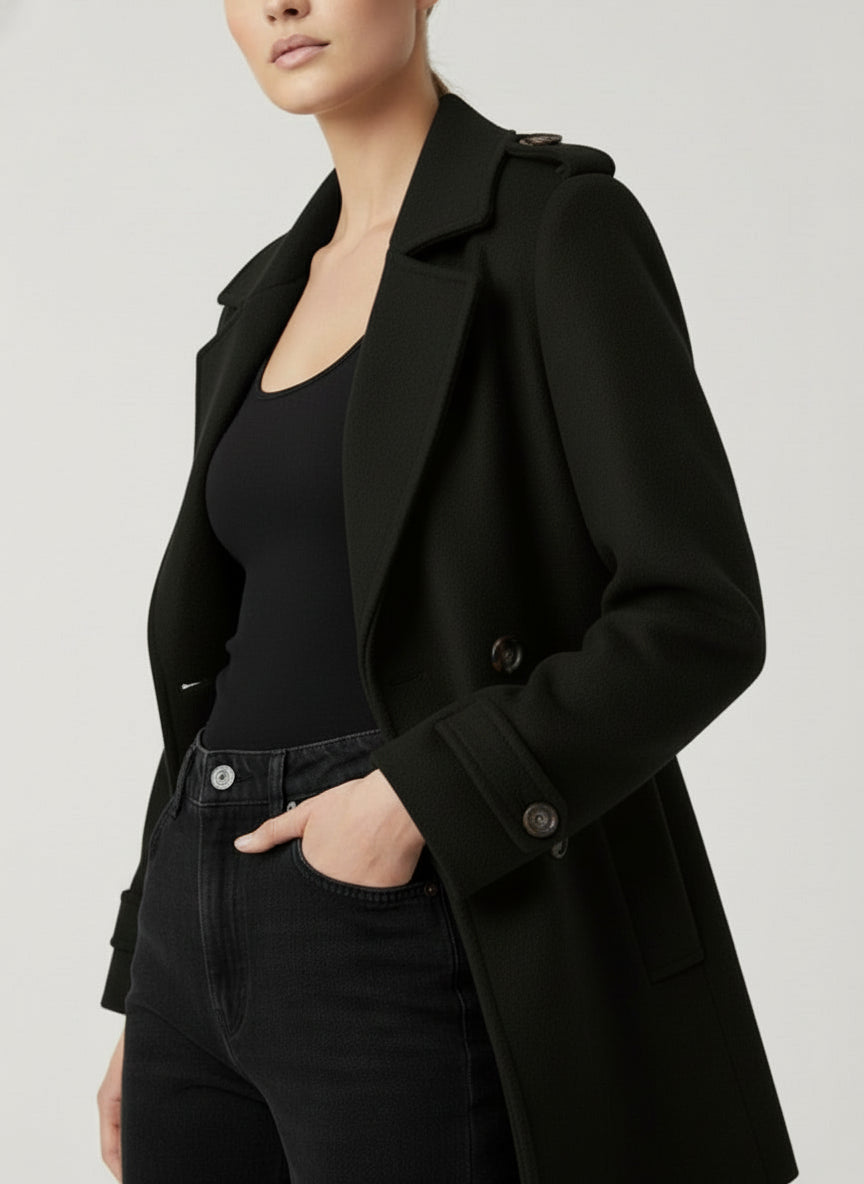 Marc Angelo 🌹 The Signature Wool Blend Trench Coat  Black