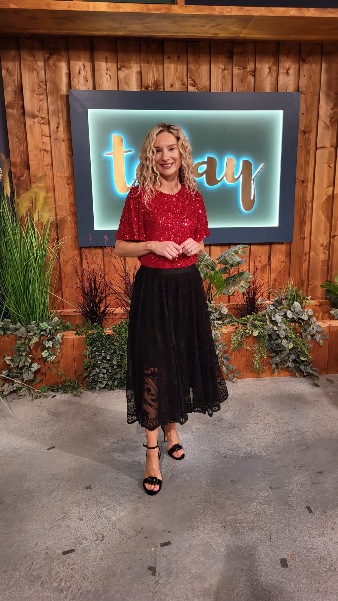 Fransa Lace overlay Midi Skirt  0617281