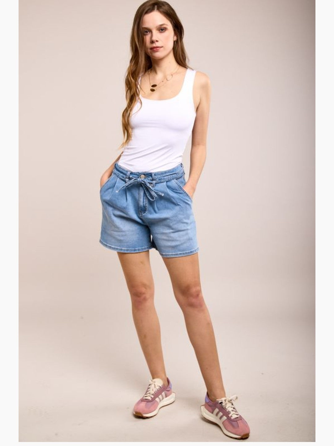 Toxic Denim Shorts with Tie belt Z035