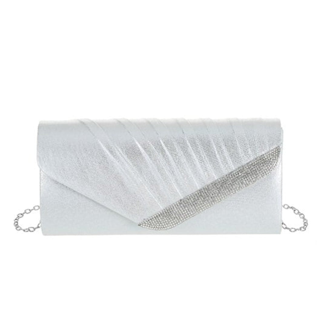 Pulse Satin Bag with Diamante detail. Silver Black Navy  1128096