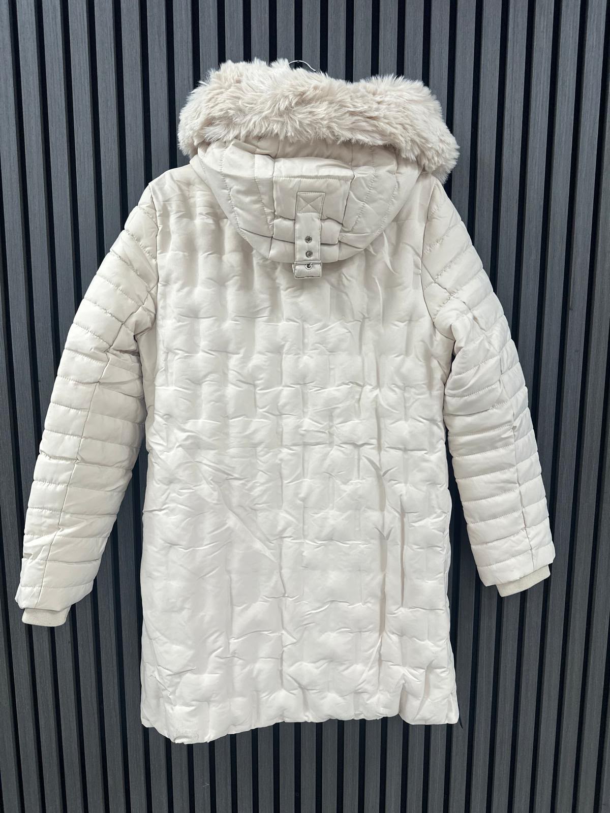 Saturne 3/4-Length Coat with Detachable Hood &amp; Fur Trim