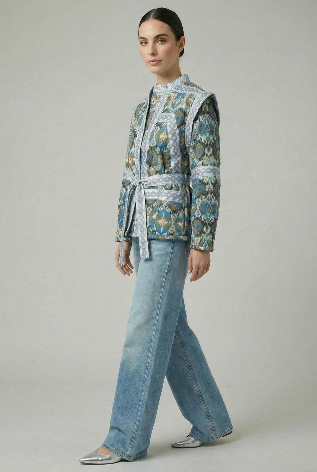 The Victoria Quilted Print Jacket in Blue