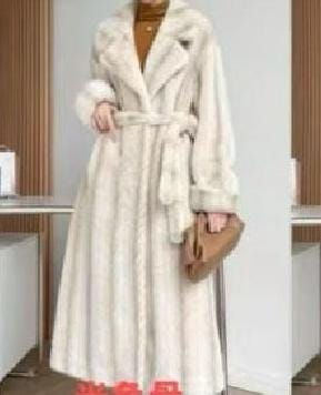 Cream Faux Fur Long belted coat