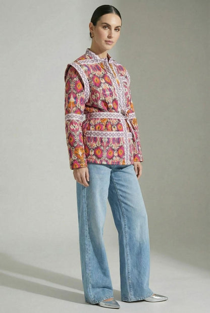 The Victoria quilted print Jacket in Pink  Ma45504