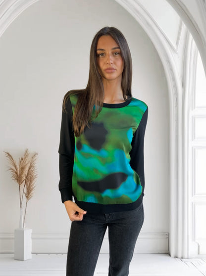 This Girls Curosity Satin Front Print top