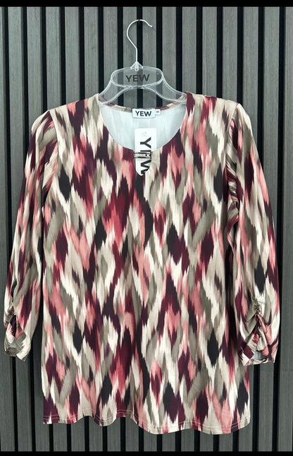 Yew 3/4 Sleeve top in gorgeous Autumn Print  Yew26 44