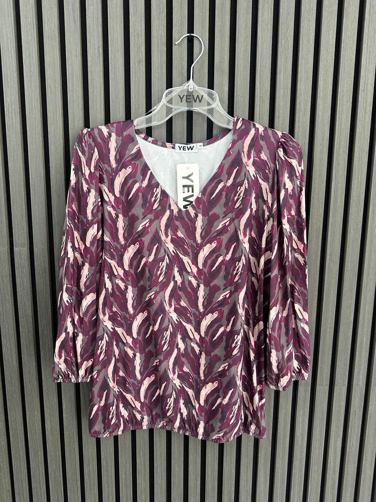 Yew V Neck Top in Plum print Yew26 47